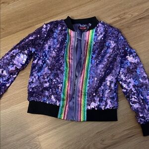JoJo Siwa Purple Sequin Jacket with Rainbow Stripes